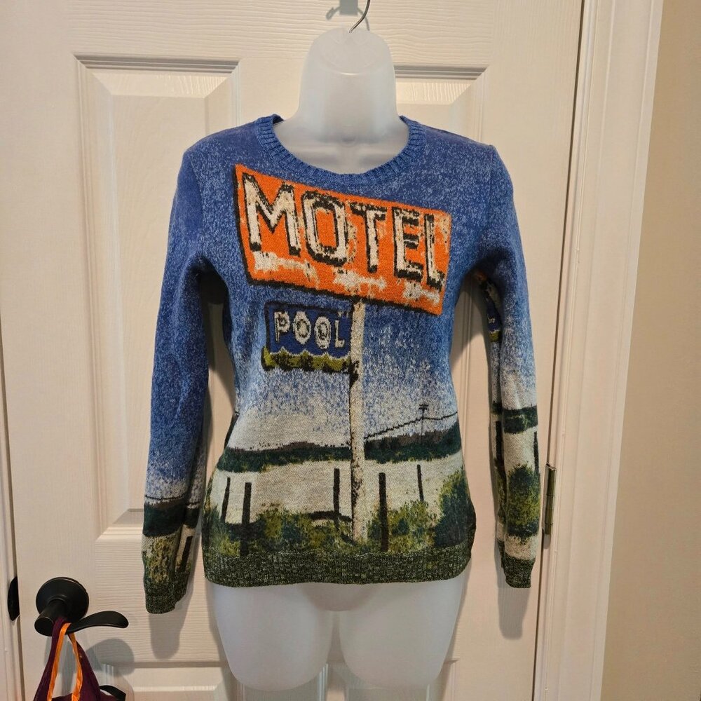 No. 21 Motel Sign Graphic Wool Sweater Size XS